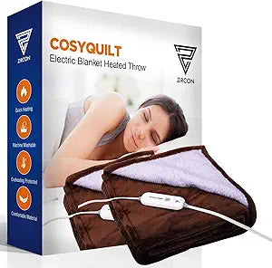 Electric Blanket Heated Throw with Foot Pocket for Cozy Comfort
