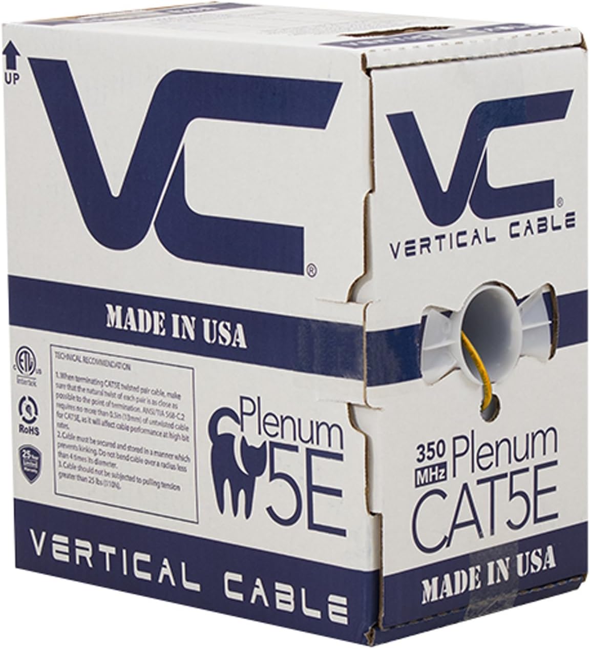 Vertical Cable CAT5E 350 MHz UTP Plenum 1000ft Ethernet Cable