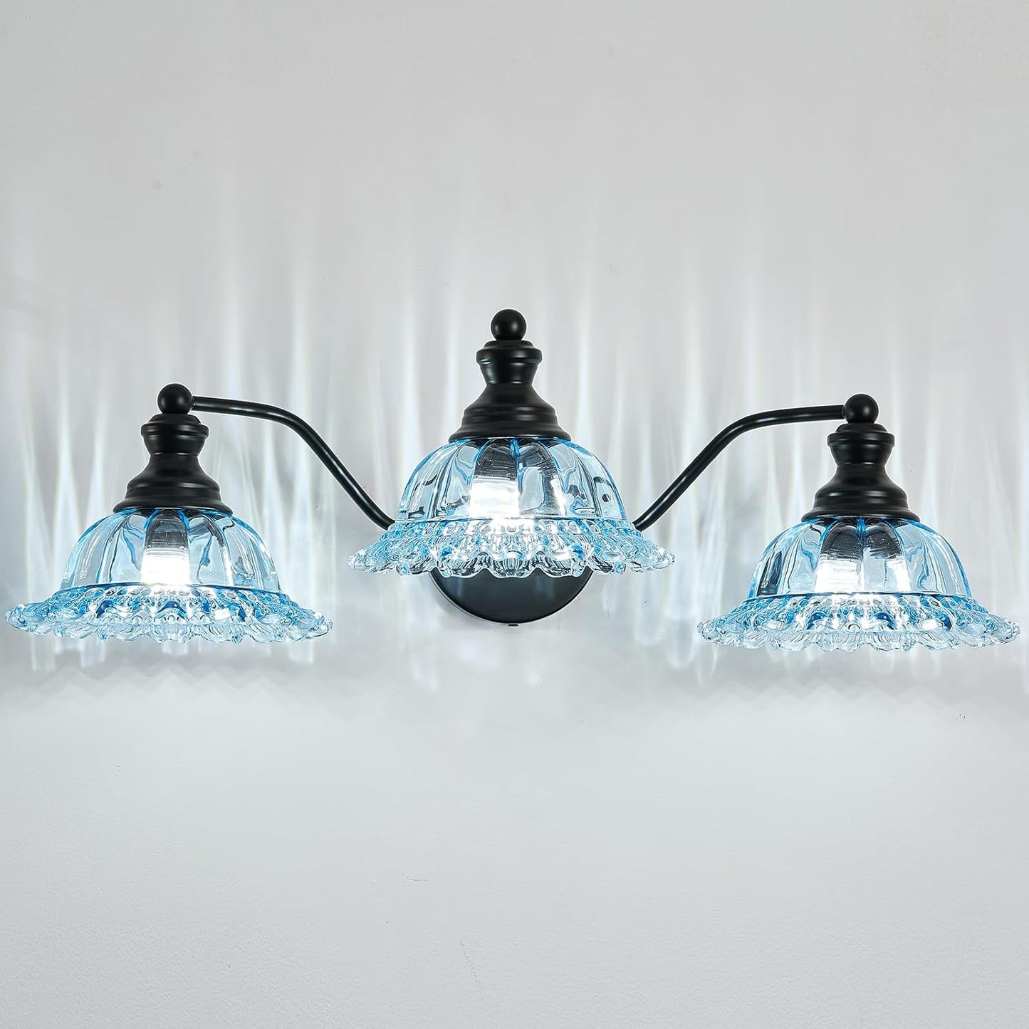 Blue and Black 3 Light Vanity Light for Modern Bathrooms