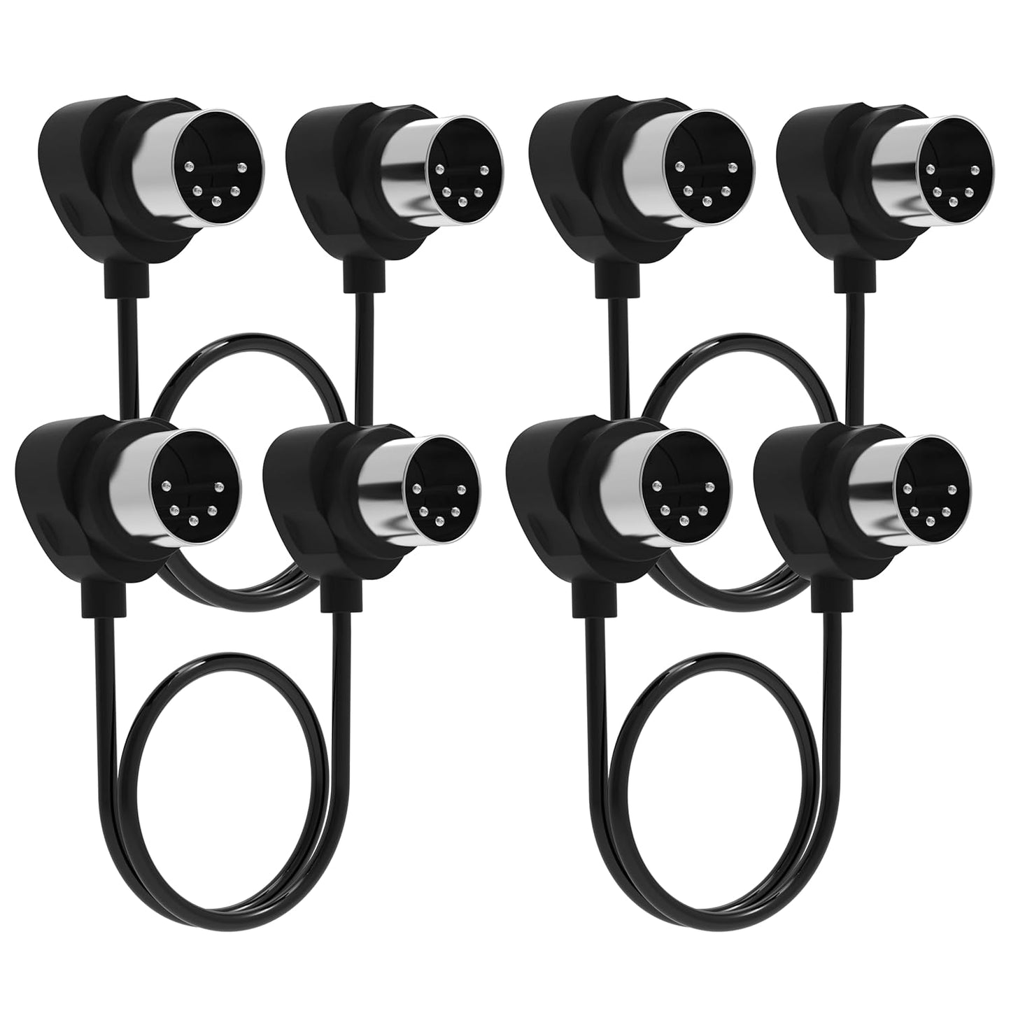 FORE 4-Pack 1ft 90-Degree MIDI Cable Set - Perfect for Tight Spaces!