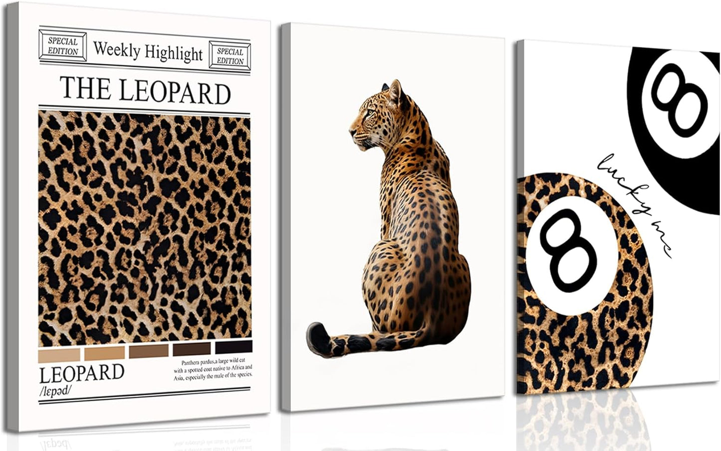 Trendy Leopard Canvas Wall Art Set of 3 for Chic Decor