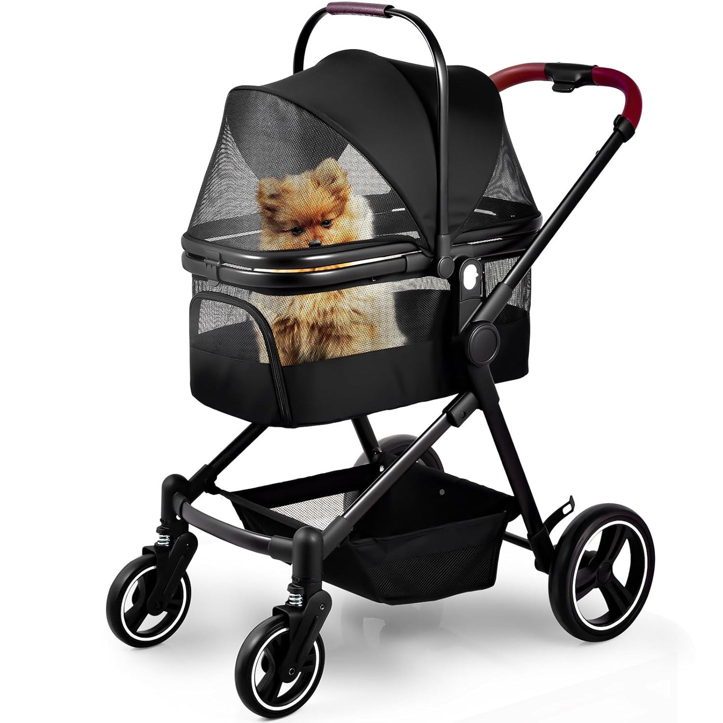 Foldable Dog Stroller for Small Medium Pets, 3 in 1 Design
