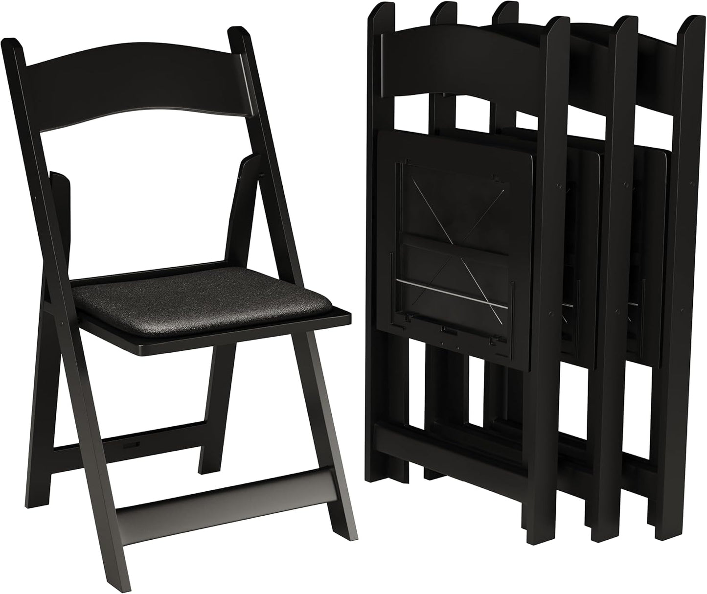 Comfortable Black Resin Stackable Folding Chair for Events