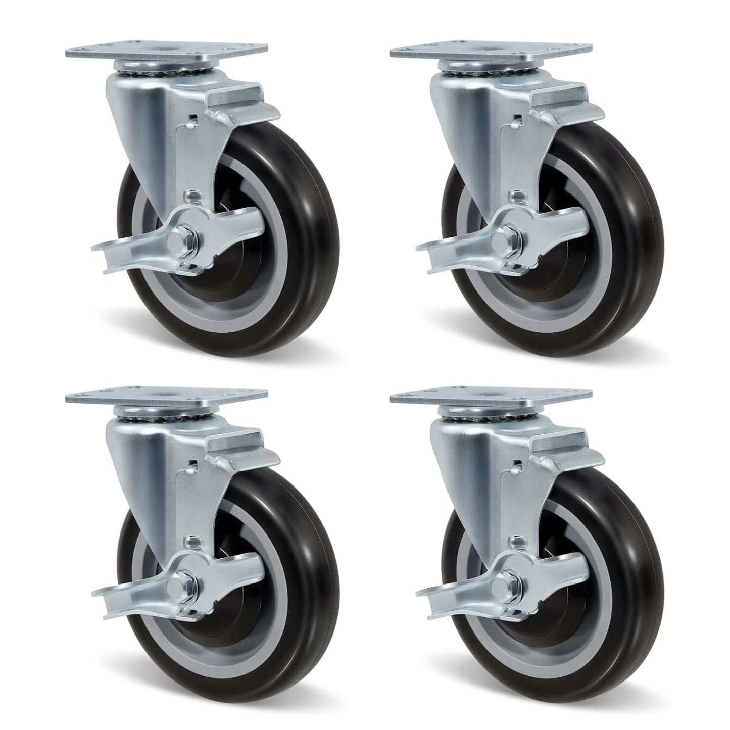 5 Inch Heavy Duty Caster Wheels Set of 4 for 1400lbs Capacity