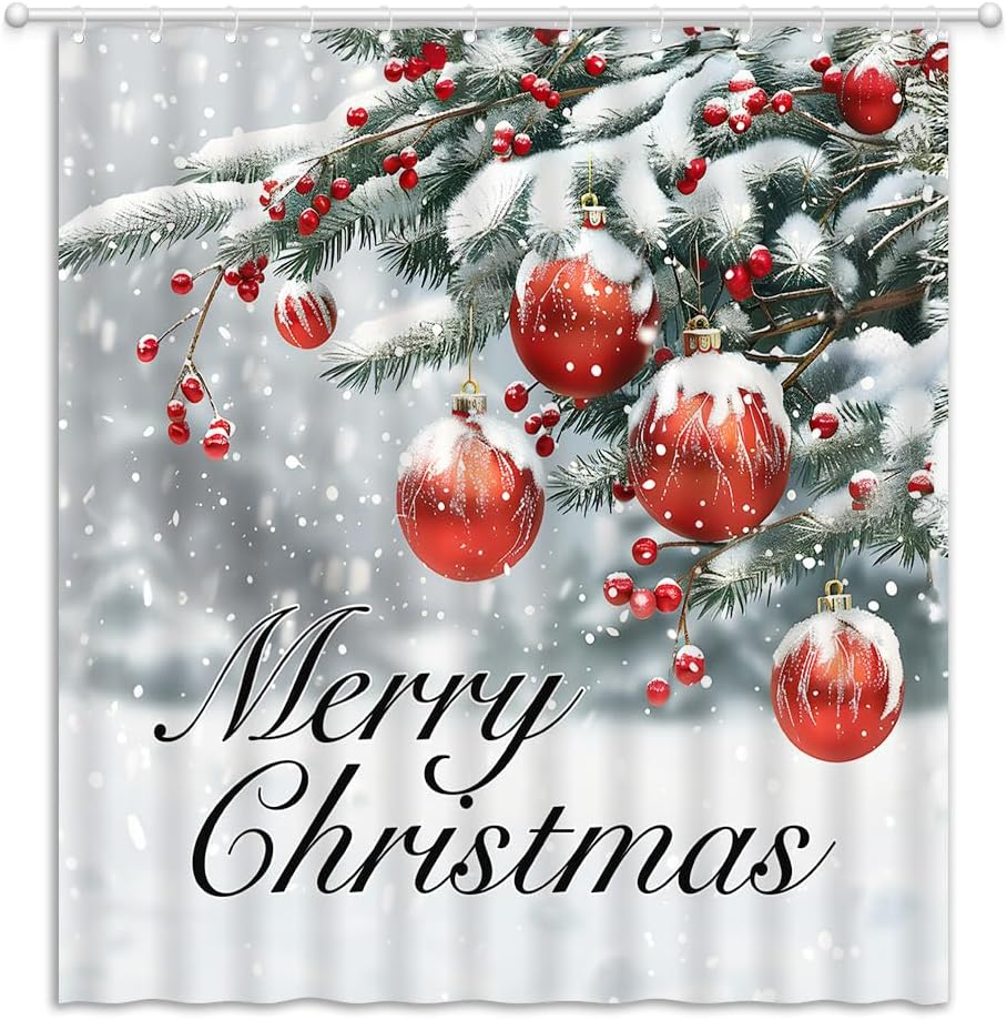 Christmas Shower Curtain Set - Festive Winter Decor!