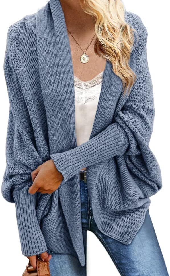 Imily Bela Women's Kimono Batwing Cable Knitted Cardigan Sweater