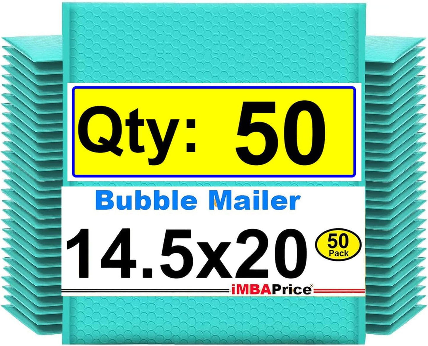 Premium Hot Teal Color Self Seal Poly Bubble Mailers 50-Pack