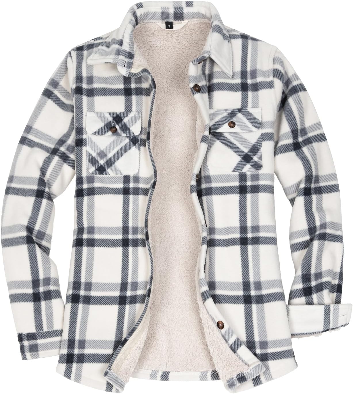 ThCreasa Womens Sherpa Fleece Lined Flannel Shirt Jacket