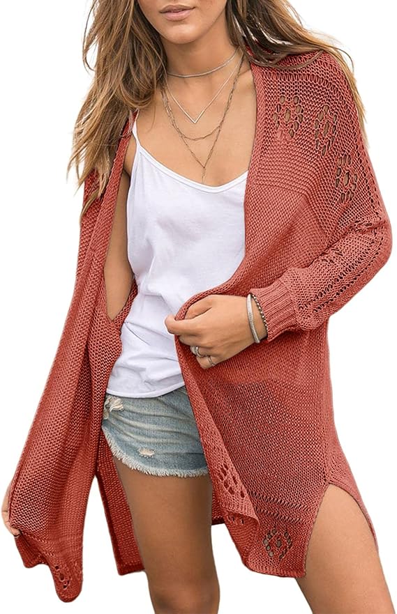 Misassy Womens Open Front Knit Sheer Cardigans for Summer Style