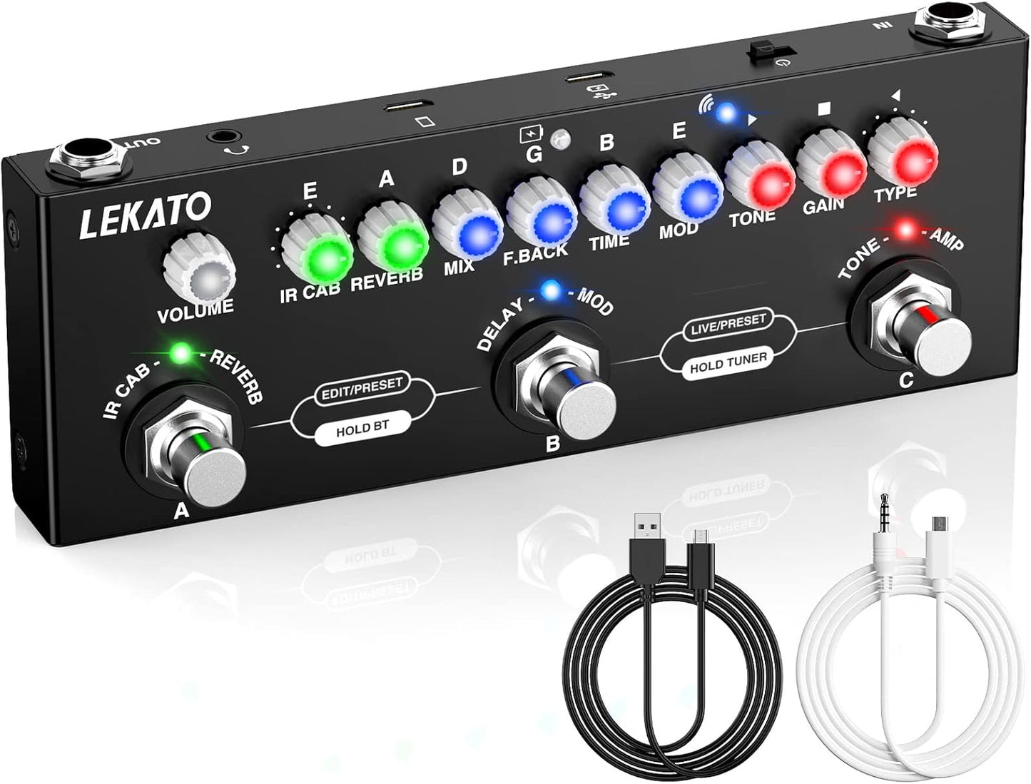 LEKATO Multi Effects Guitar Pedal with 9 AMP Models