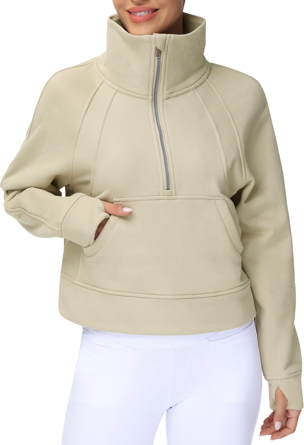 Womens' Half Zip Pullover Fleece Sweatshirt with Pockets