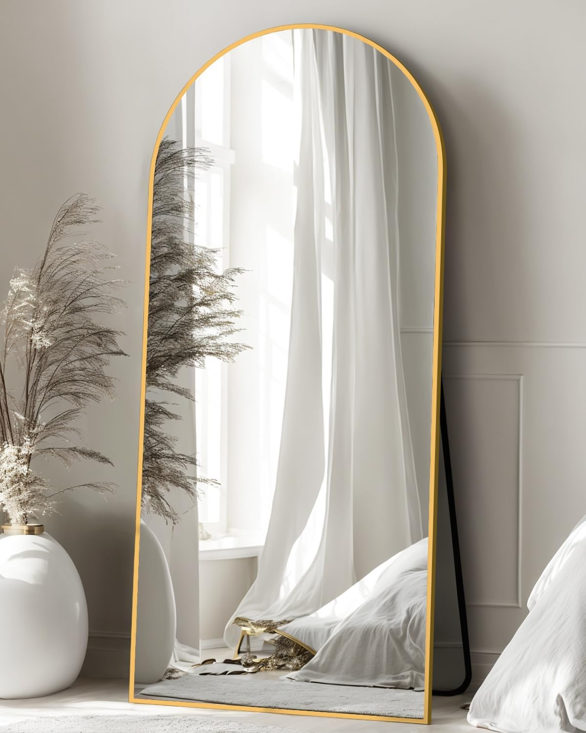 Full Length Mirror with Stand, 68x26 Arched Design for Elegance