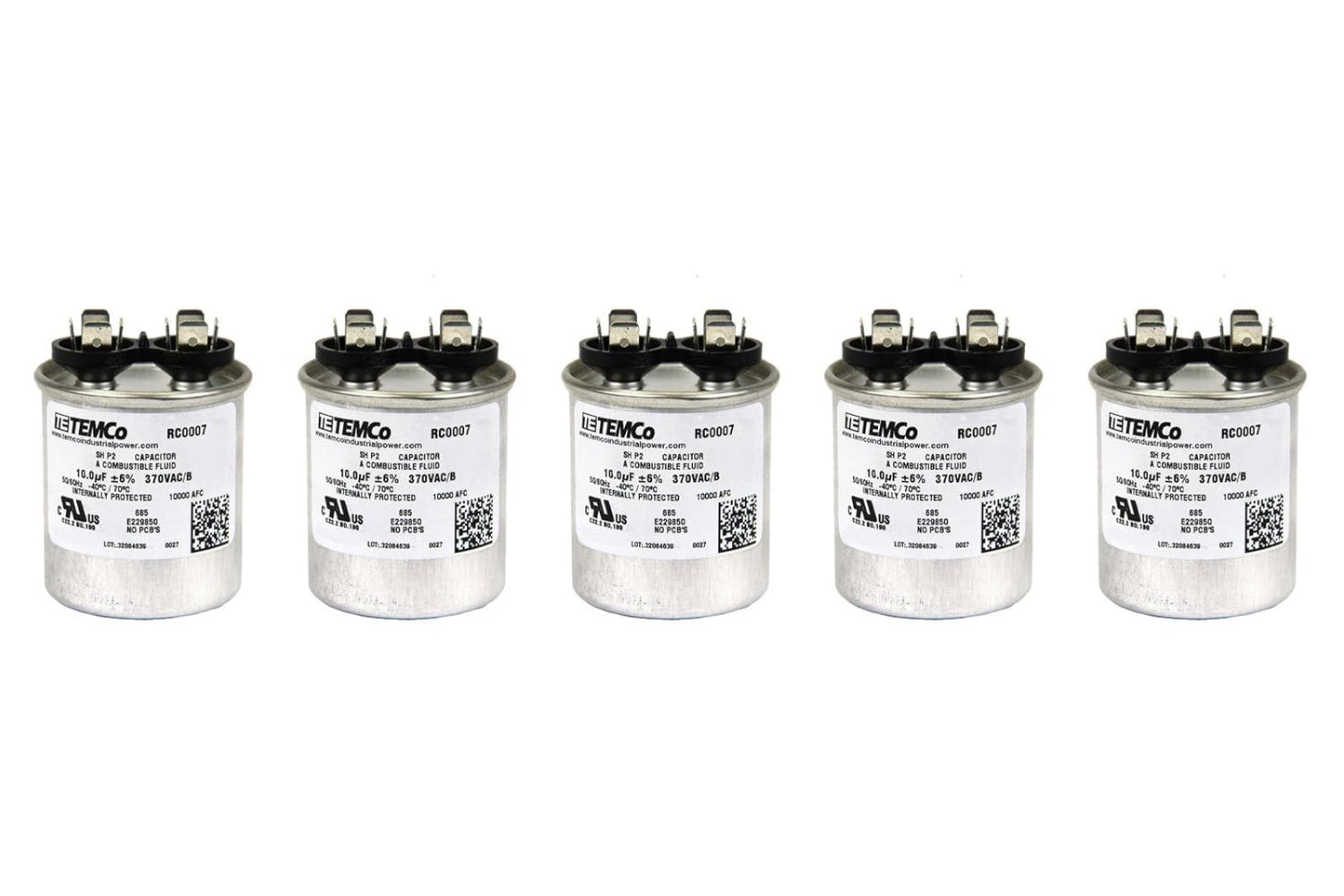 5 Pack 10 uF Run Capacitor for HVAC AC Fan and Motor Applications