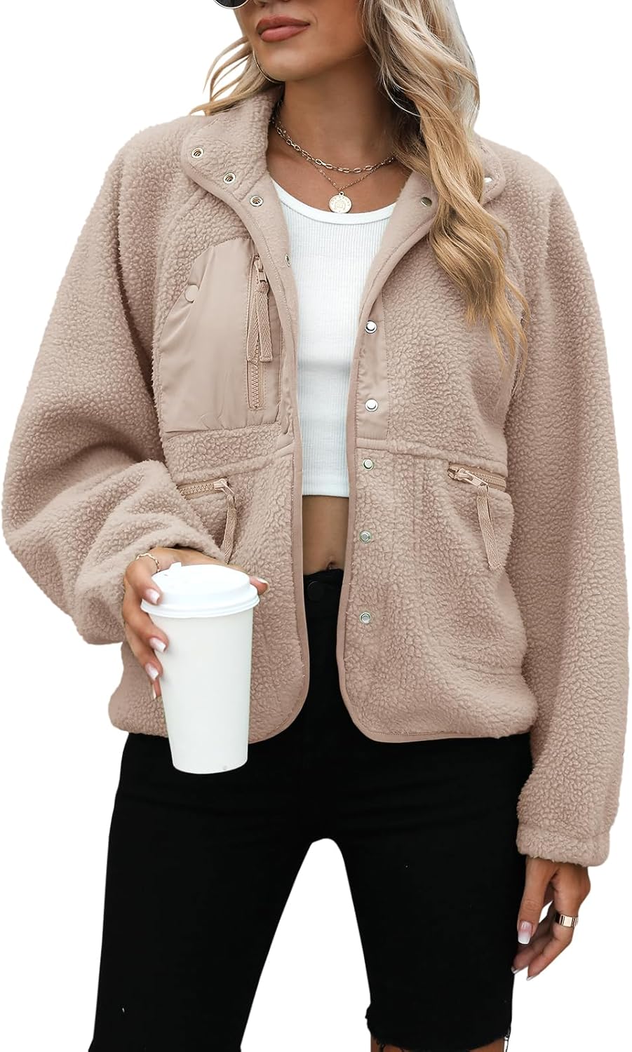 Yanekop Womens Fleece Jacket - Cozy Sherpa Outerwear for Winter