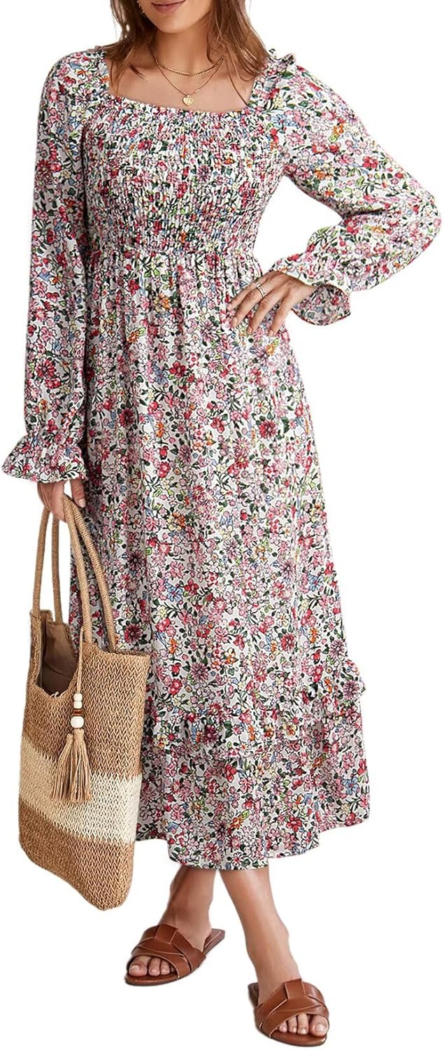 Dokotoo Boho Dresses for Women 2025 Casual Floral Maxi Dress
