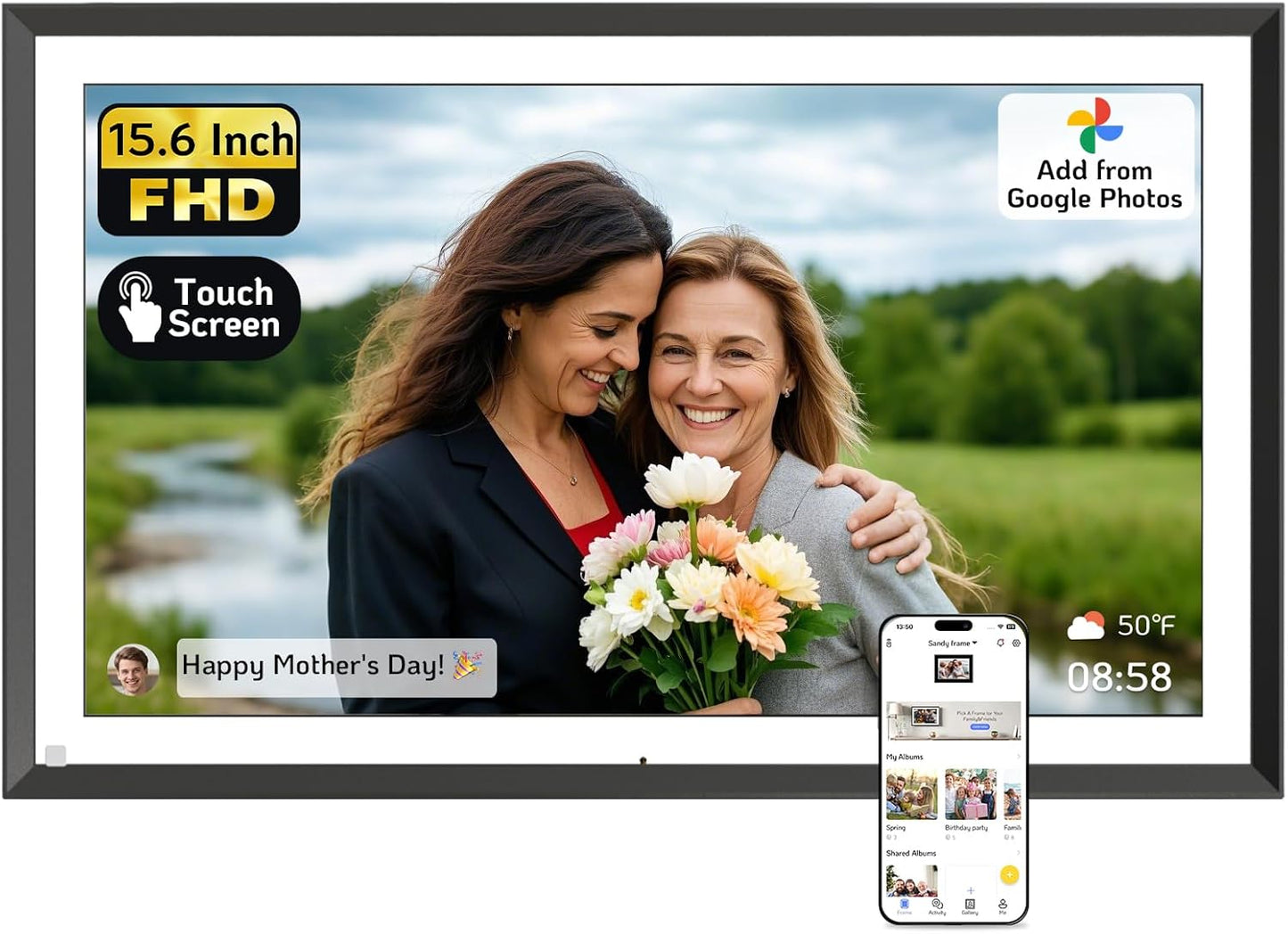 NexFoto 15.6 Inch Touchscreen Digital Picture Frame for Memories