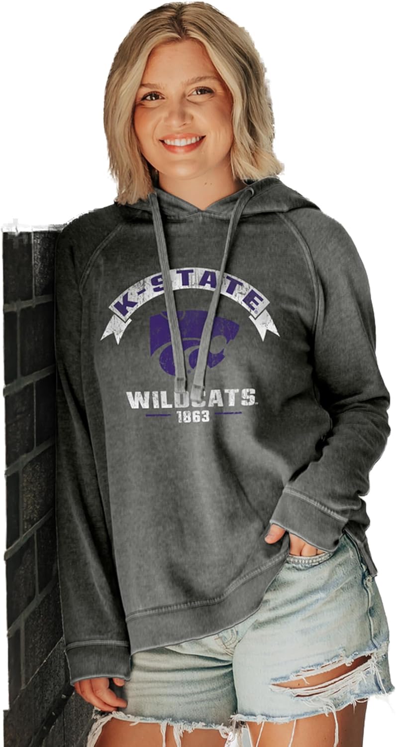 Kansas State Wildcats Women's Vintage Hooded Sweatshirt Burnout