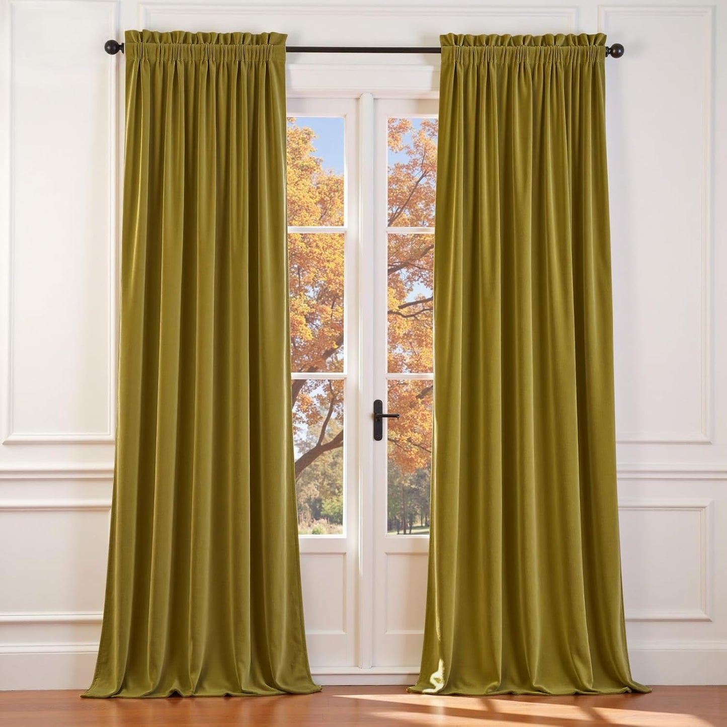 Lazzzy Velvet Curtains Green Thermal Insulated for Home Decor