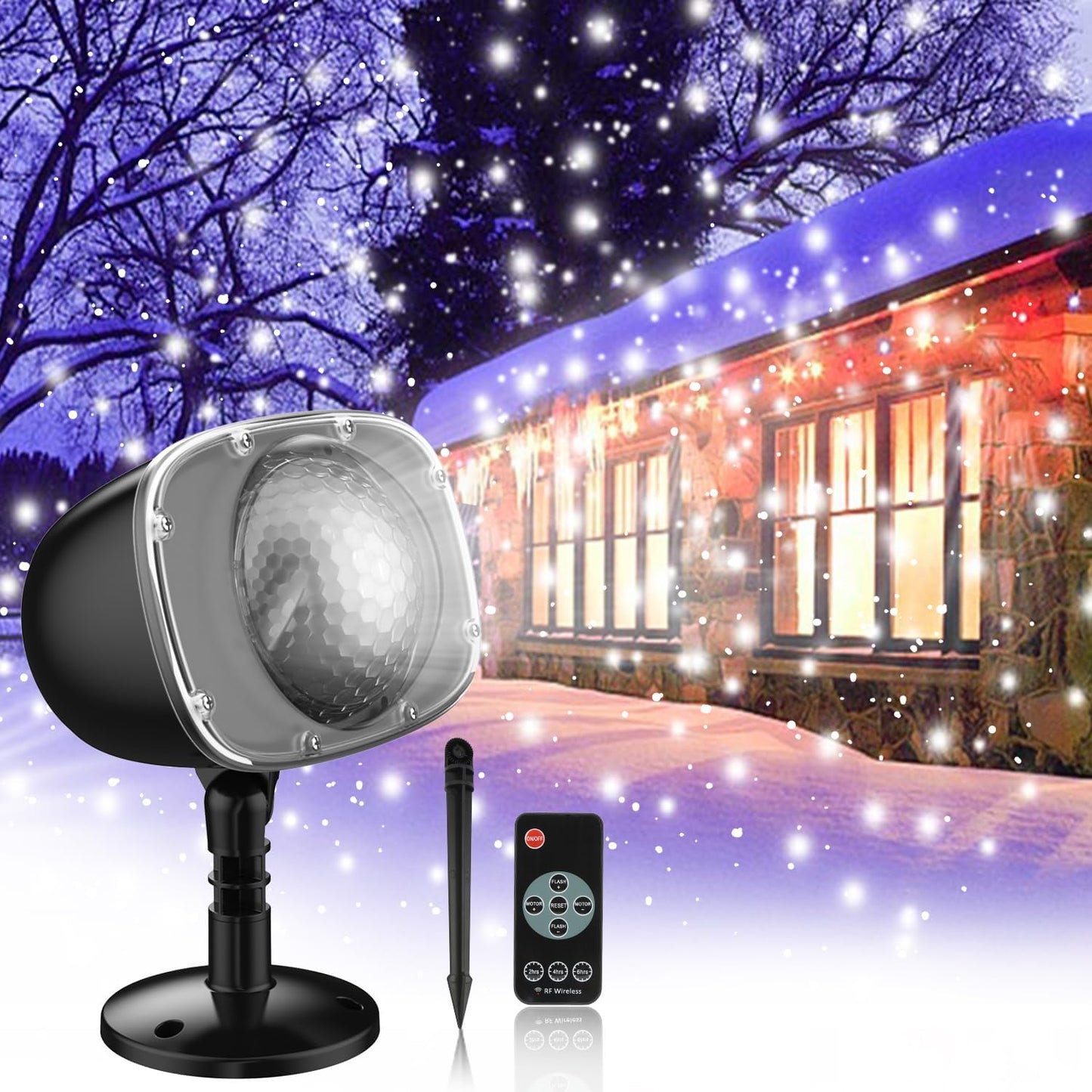 Remote Control Snowfall Projector - Festive Lights
