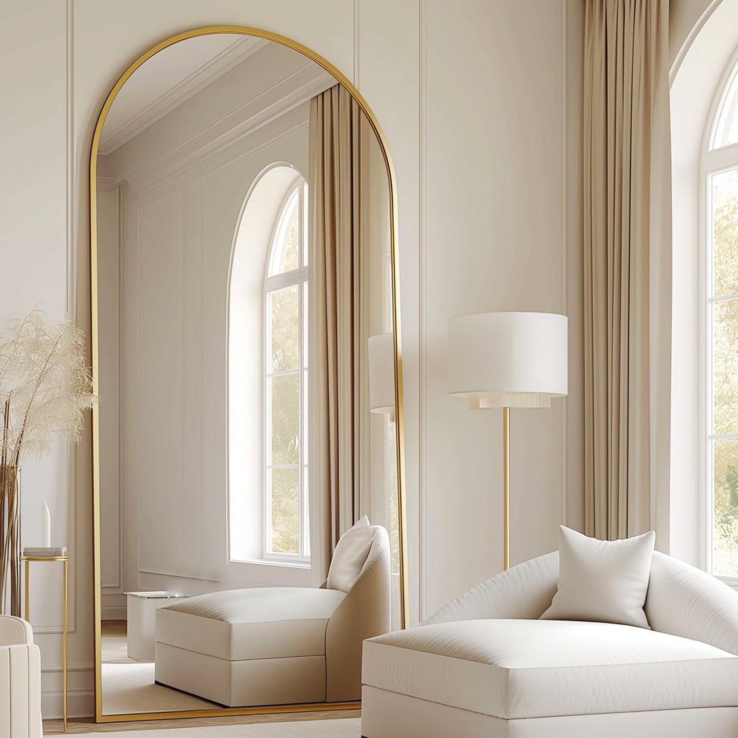 Arched Full Length Mirror, 70in x 26in Free Standing Design