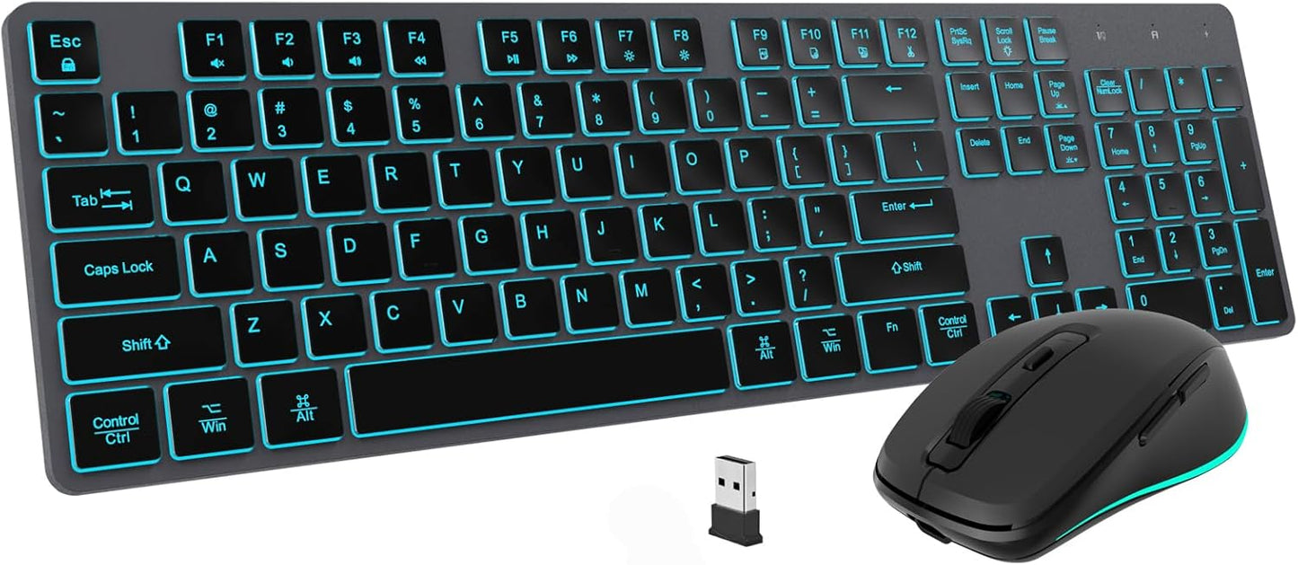 Backlit Wireless Keyboard and Mouse Combo for Mac and PC