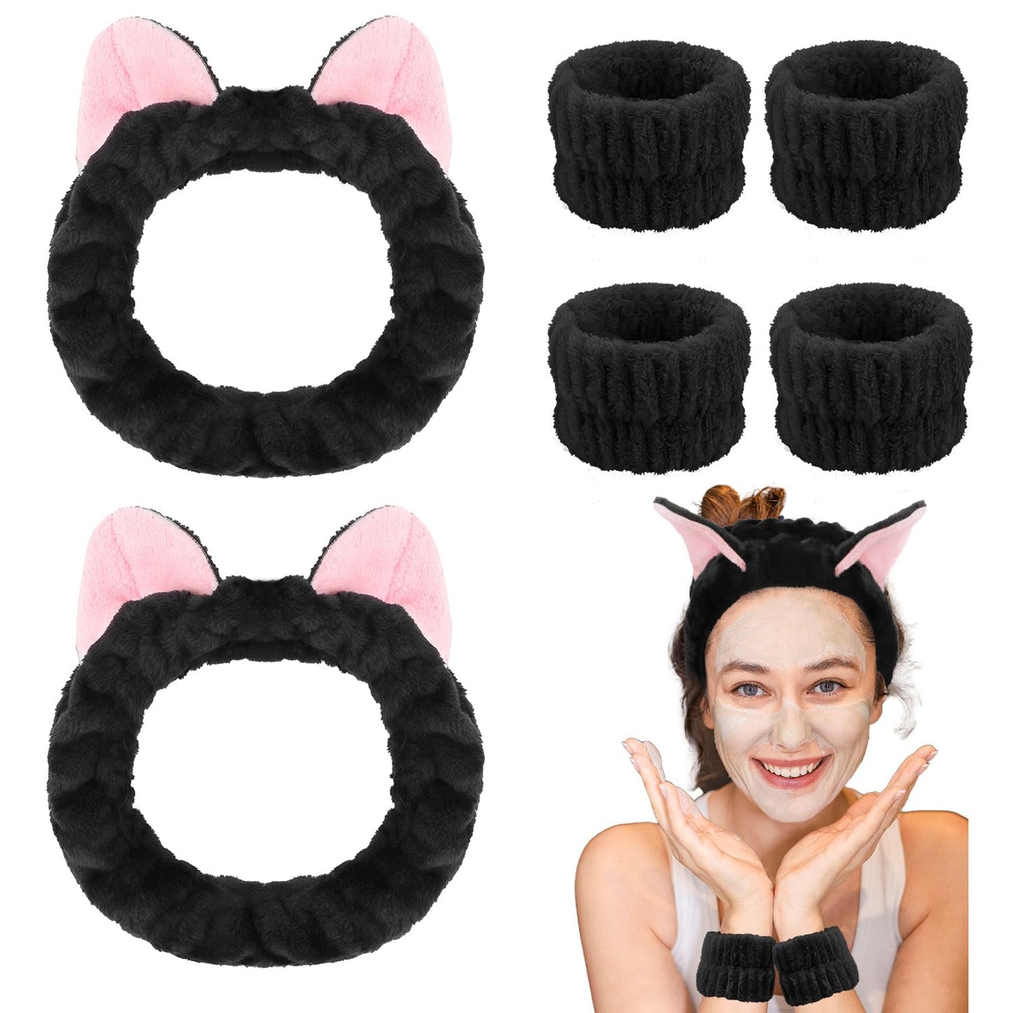 Fluffy Cat Ears Spa Headband - Cute & Fun Skincare Essential