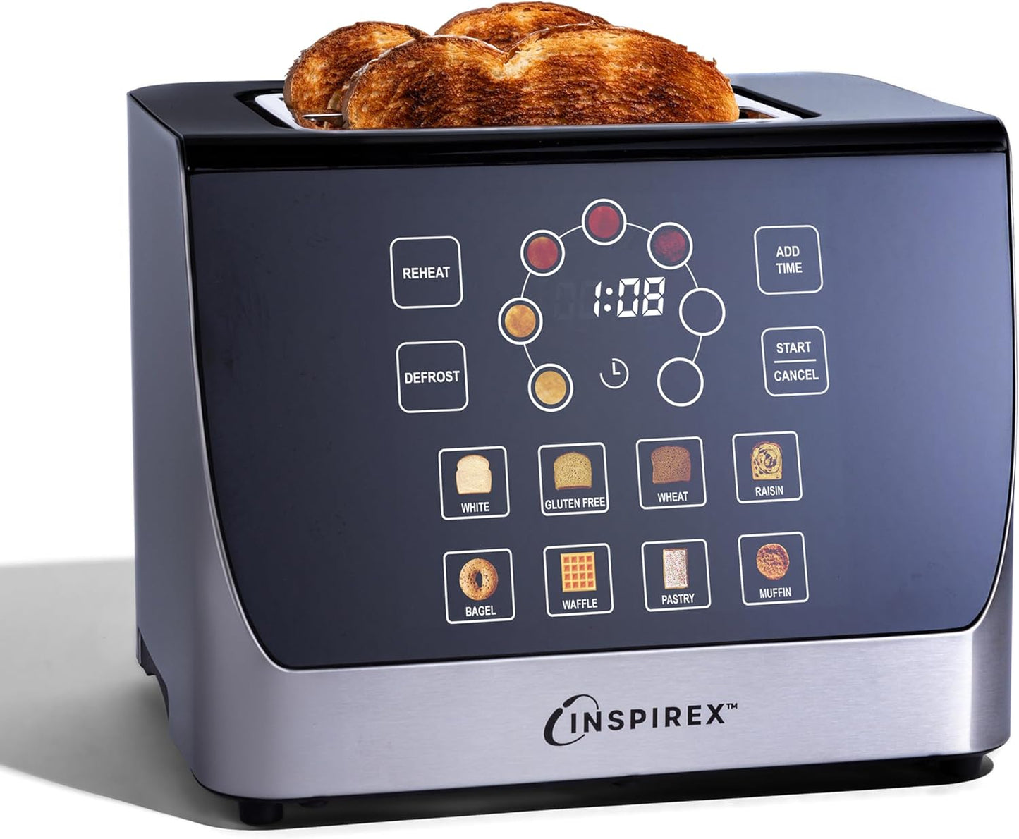 Inspirex Touch Screen Display Smart Toaster with 8 Bread Types