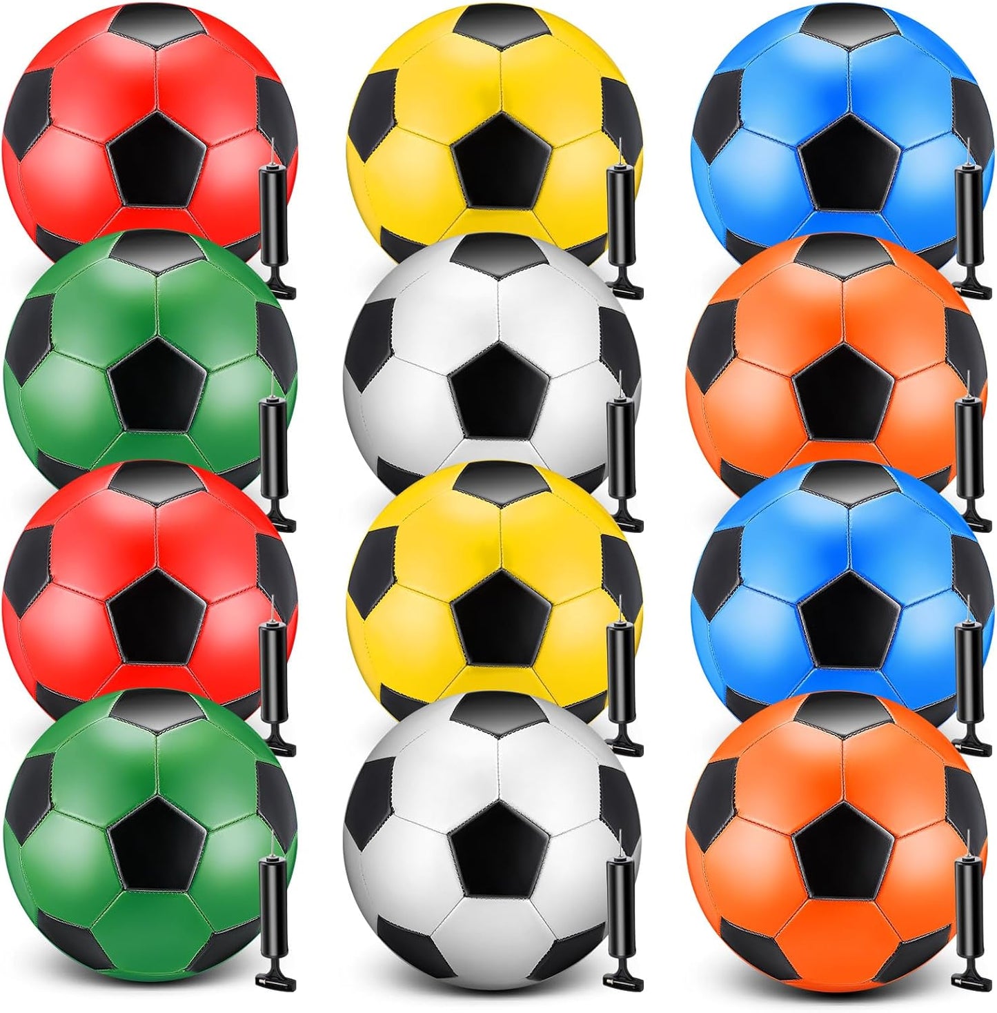 12 Pack Soccer Balls with Pumps for Charity and Training Events
