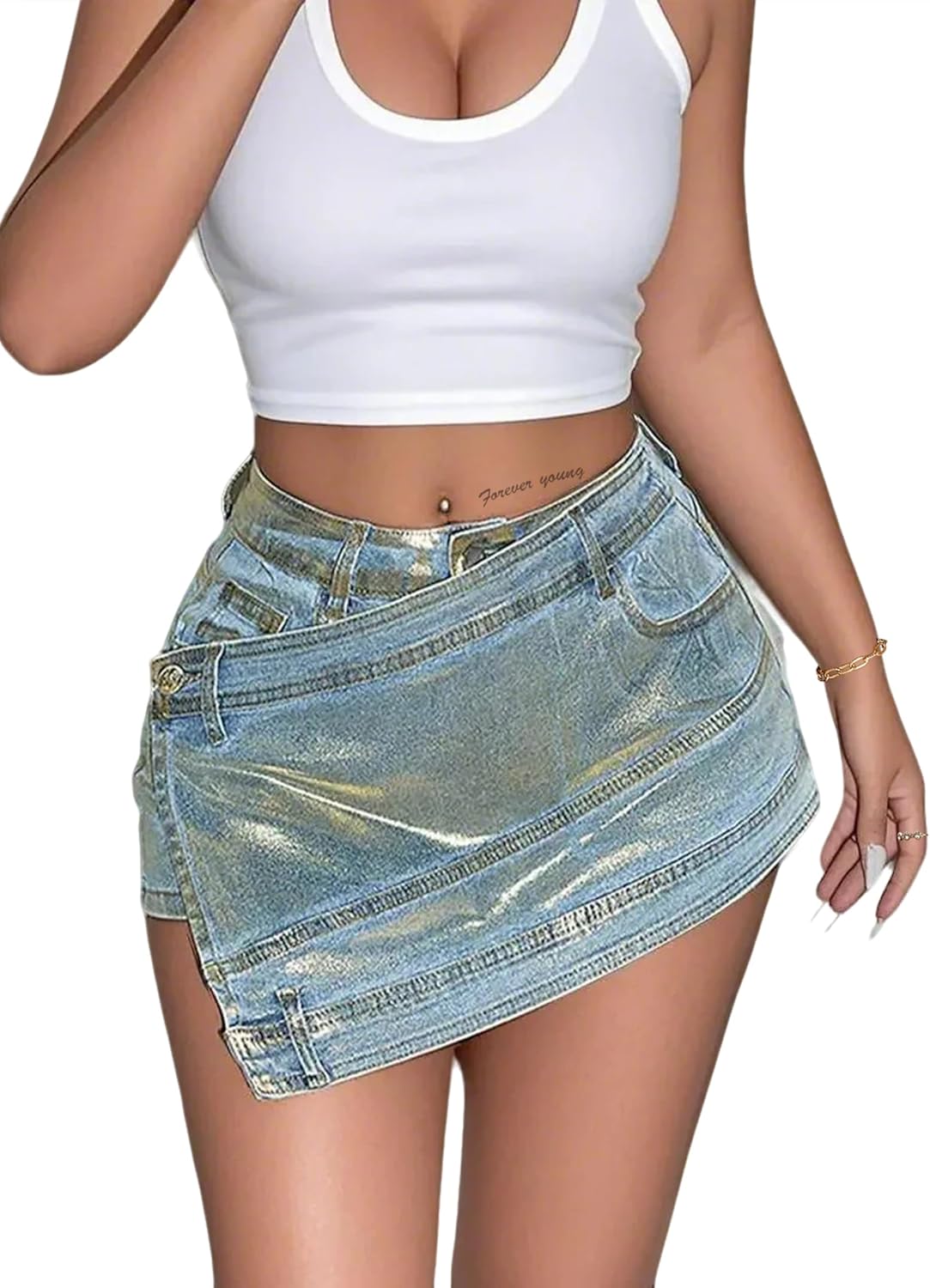 Denim Mini Skirt for Women - Sexy High Waisted Skorts