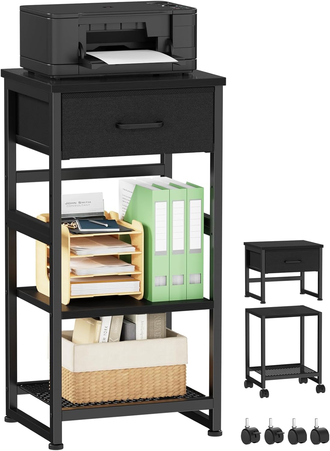 Compact Printer Stand with Storage Drawer - Korfile