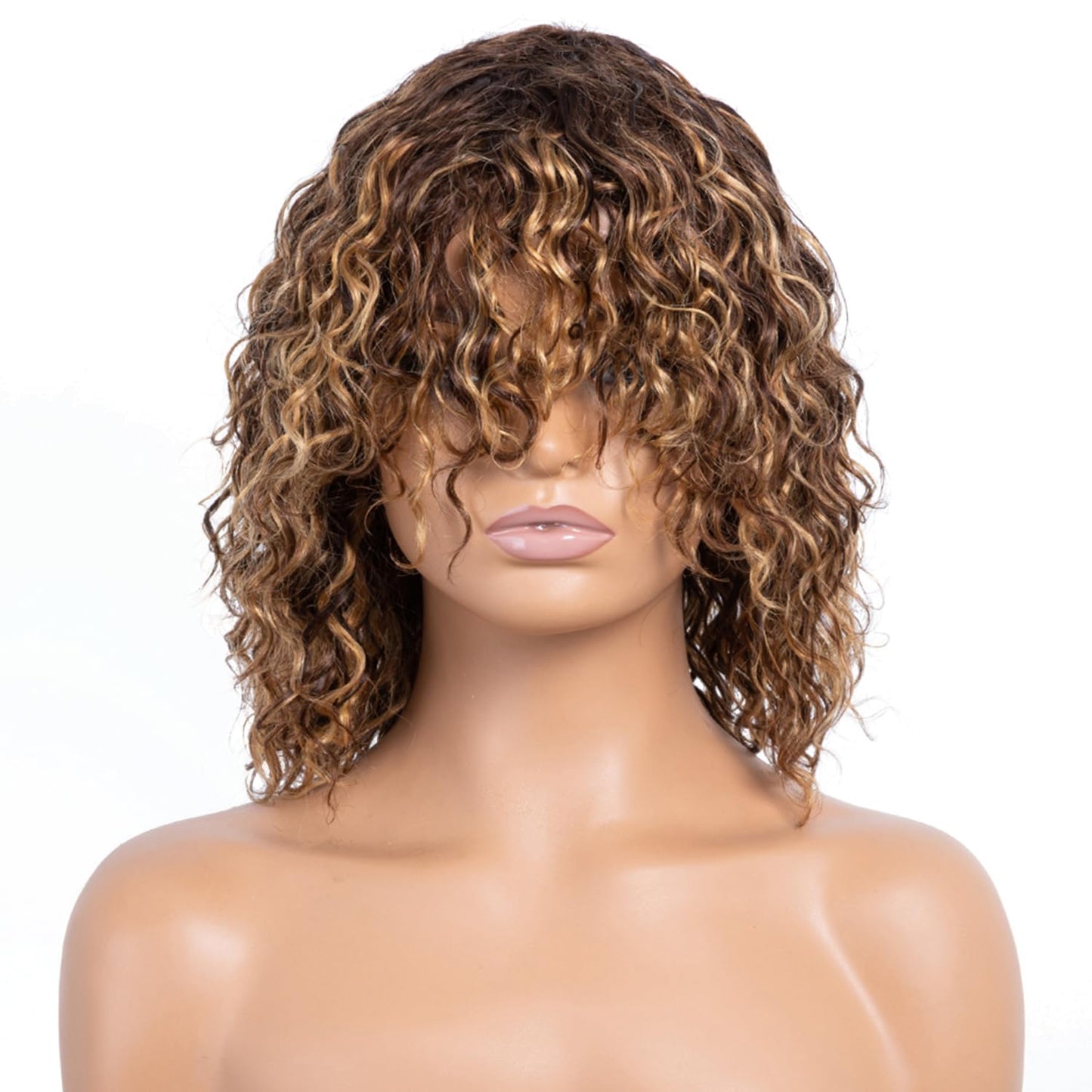 Short Curly Wigs with Bangs for Black Women - 12 Inch Pixie Cut