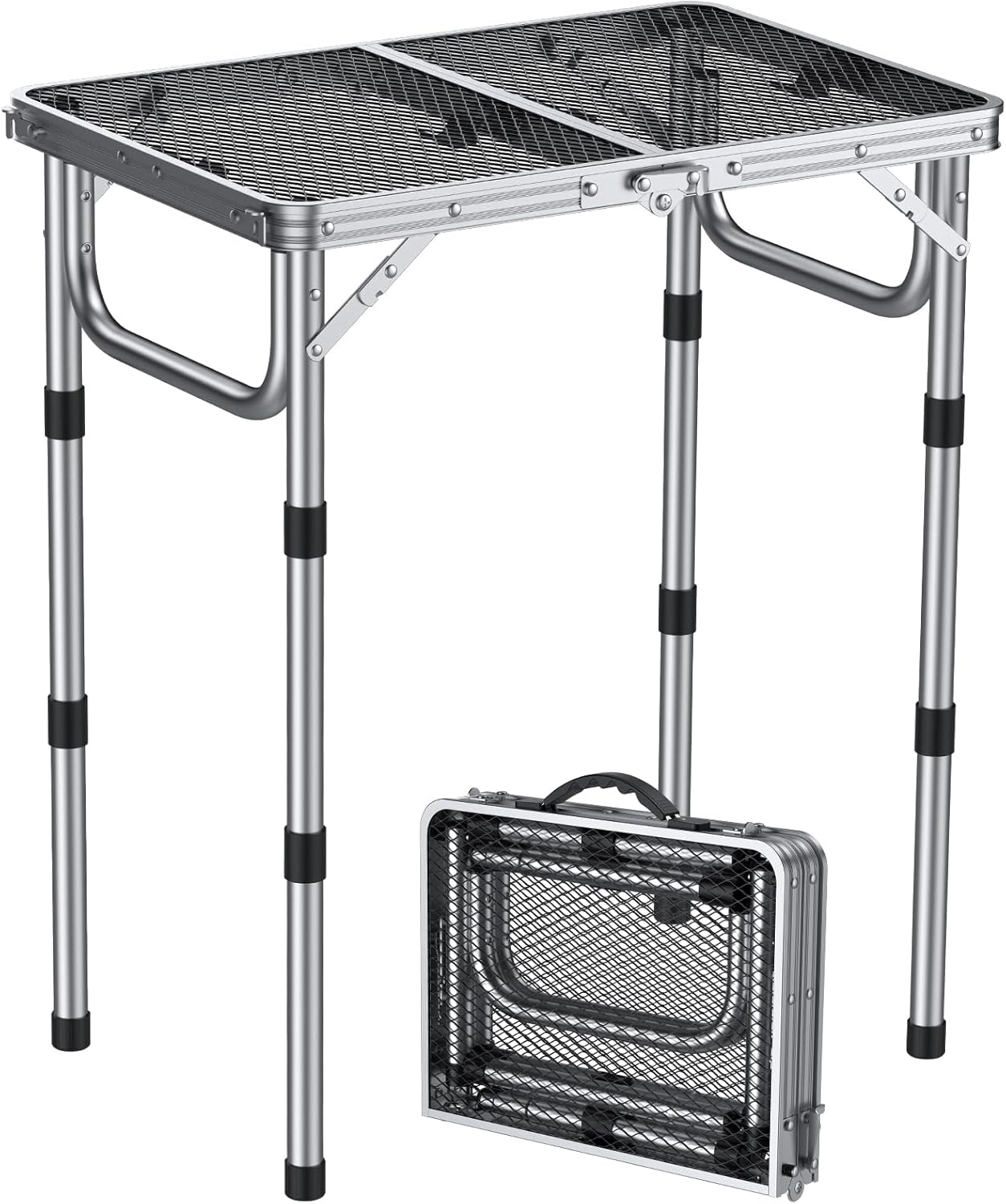 2ft Folding Grill Table - Adjustable Height for Camping BBQ