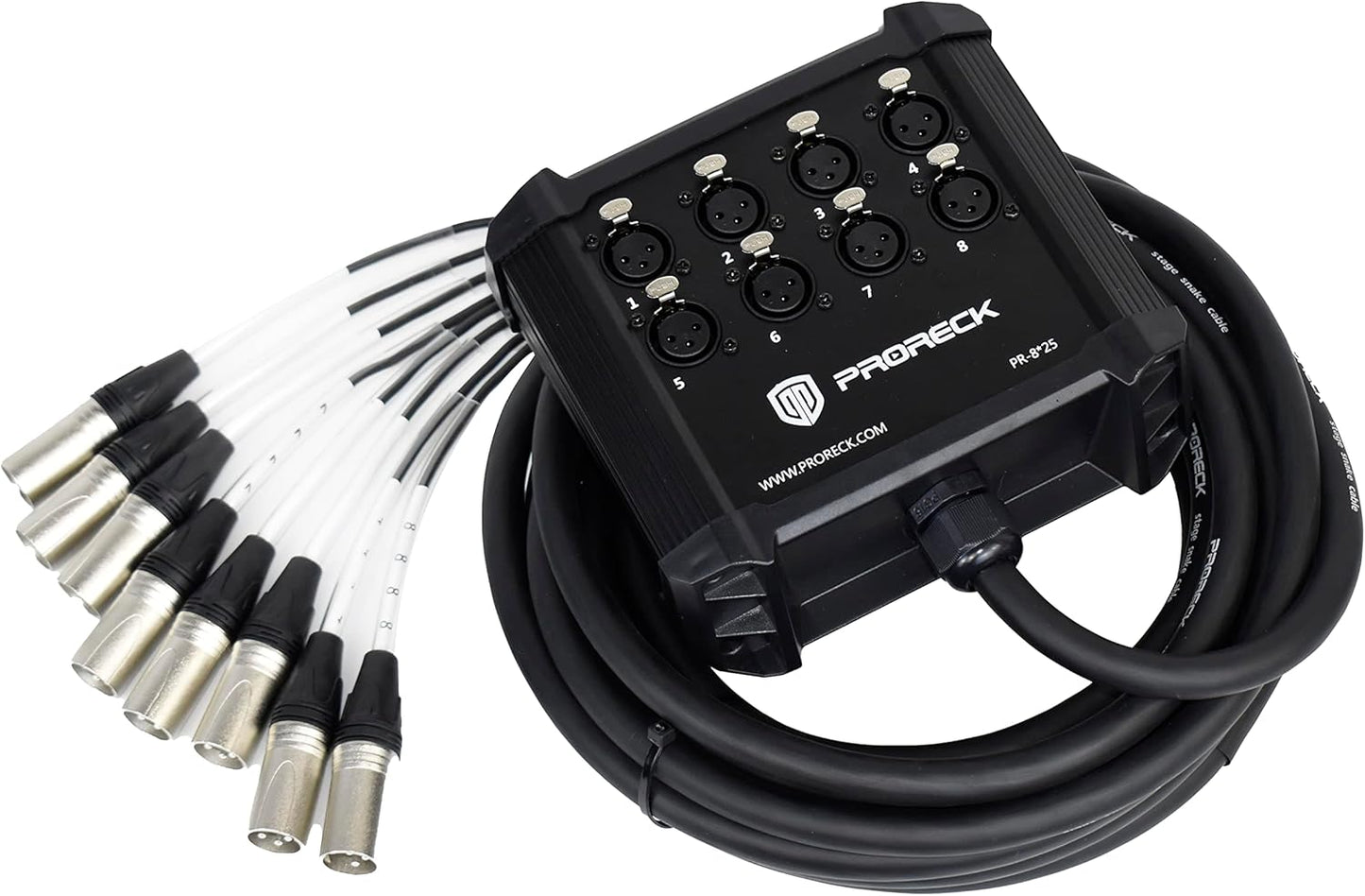 PRORECK 8-Channel Low Profile XLR Snake Cable for Live Sound
