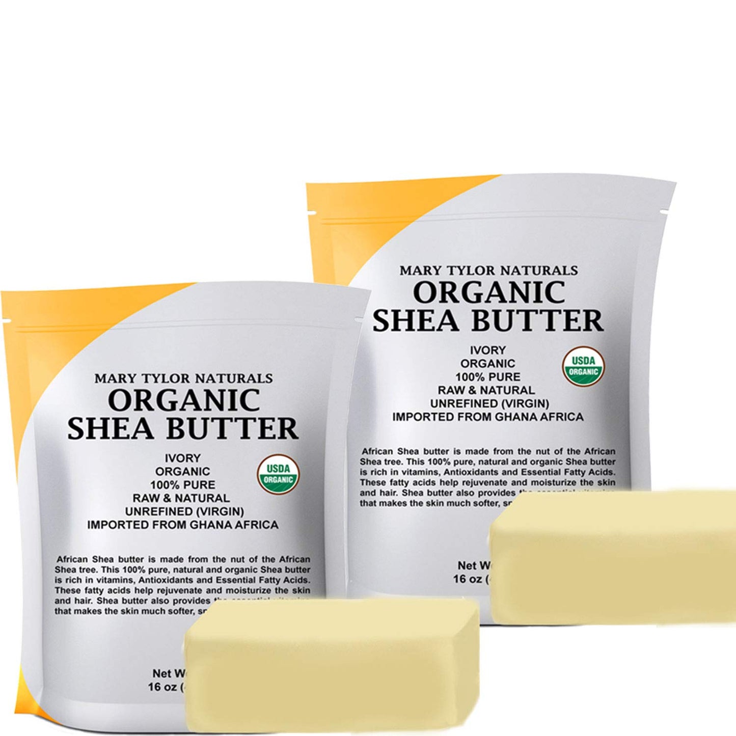 Organic Shea Butter 2 lb - Raw, Unrefined, Ivory from Ghana