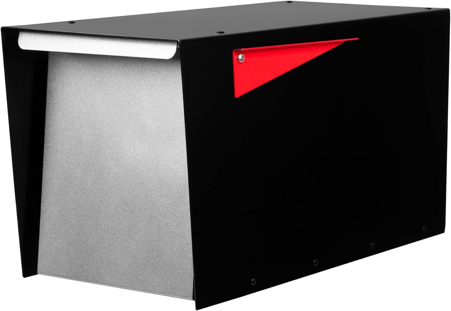 Modern Mailbox for Post Mount - Black with Gray Door Design