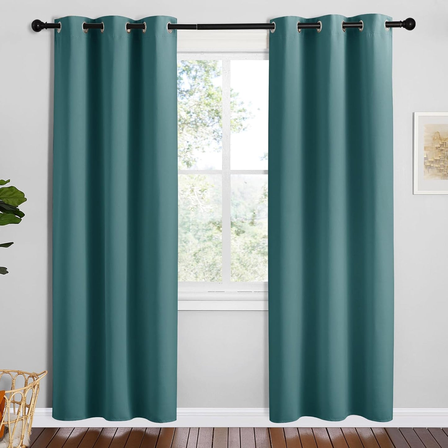 NICETOWN Sea Teal Blackout Curtains for Bedroom and Office
