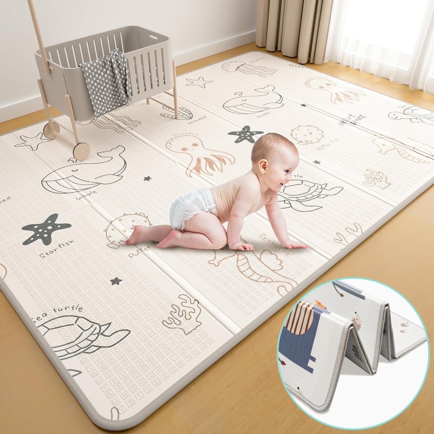 Foldable Baby Play Mat with Double-Sided Design for Fun