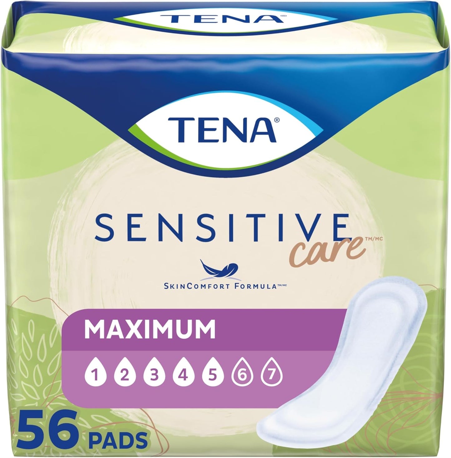 TENA 56 Count Sensitive Care Women's Pad - Maximum Absorbency