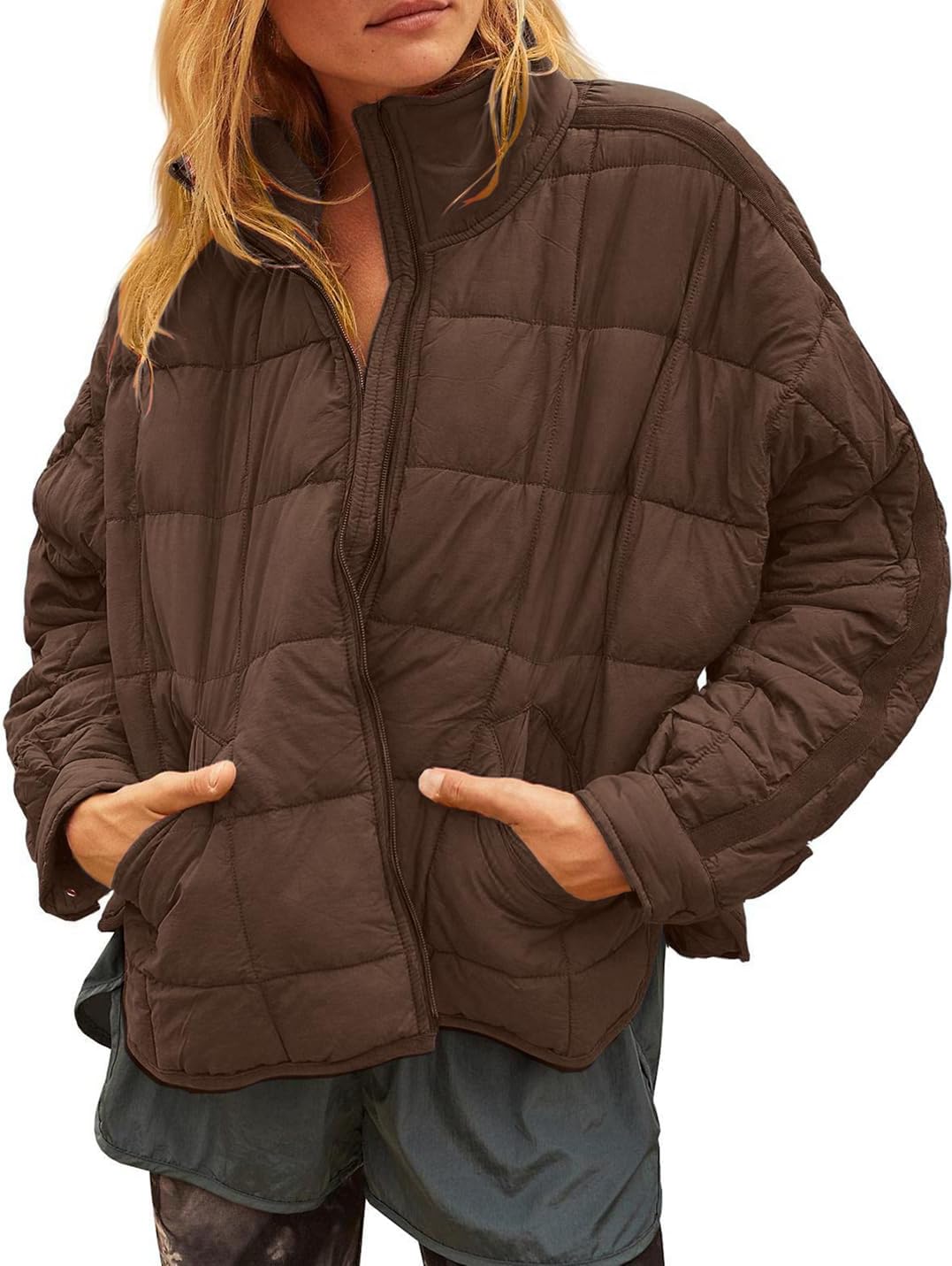 Gacaky Women's Baggy Lightweight Zip Puffer Jacket for Winter