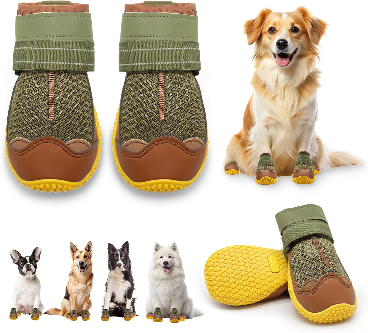 Dog Shoes for Large Dogs - Breathable Outdoor Booties Size 8