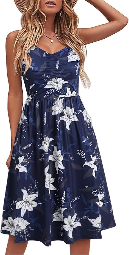 YATHON Casual Dresses for Women Sleeveless Cotton Summer Beach