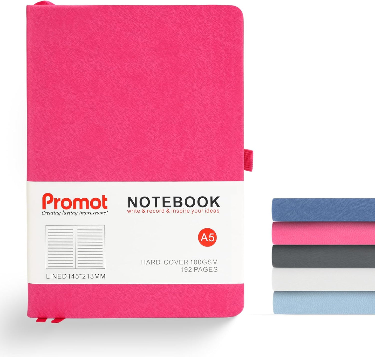 Promot A5 Pink Journal - 192 Lined Pages - Durable Leather Cover