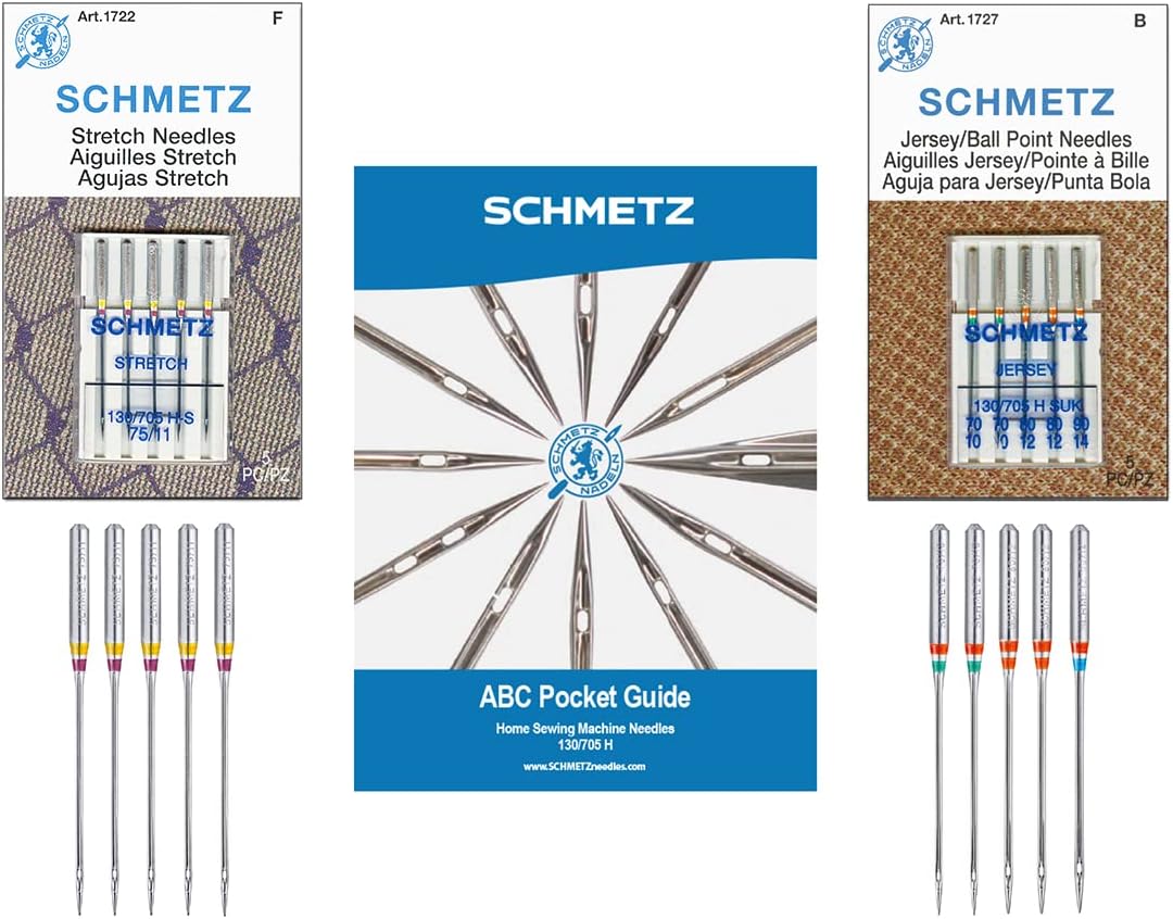 SCHMETZ Stretch & Jersey Needle Combo Pack (10 Needles + ABC Guide)