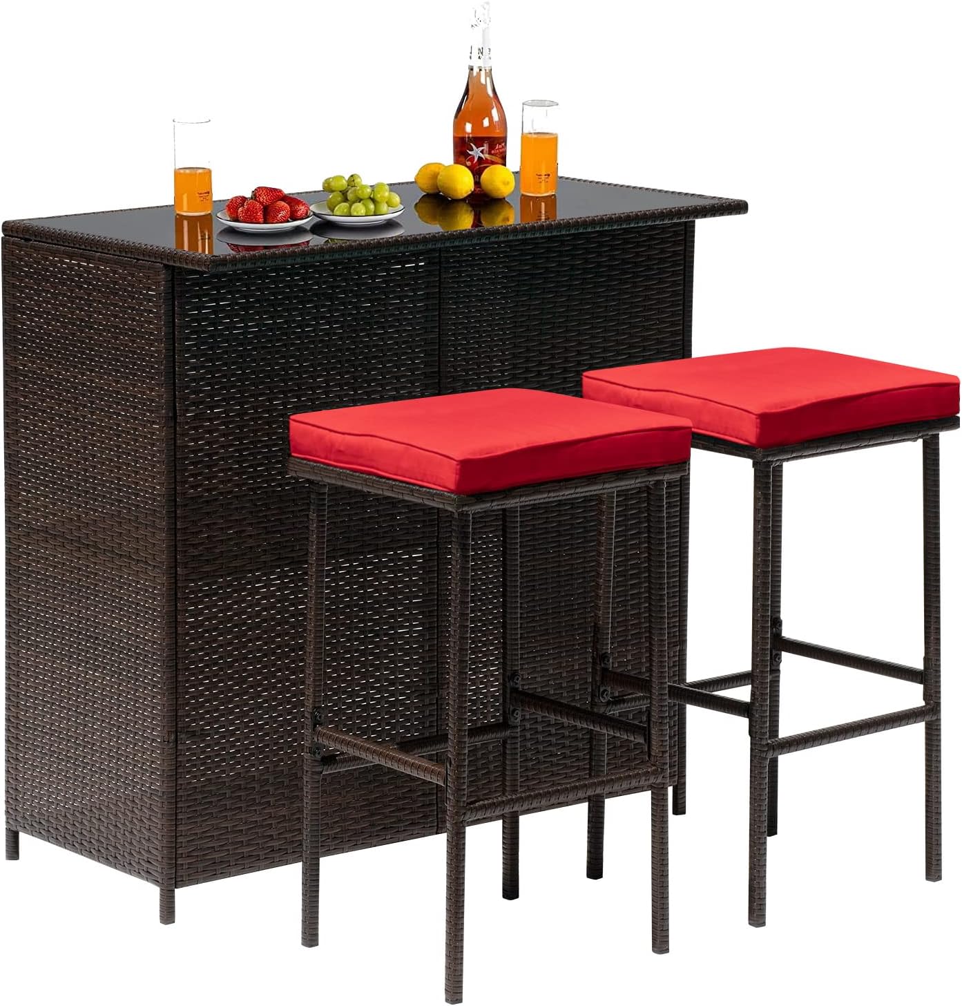FDW Outdoor Furniture Set Wicker Bistro Set for Patio Relaxation