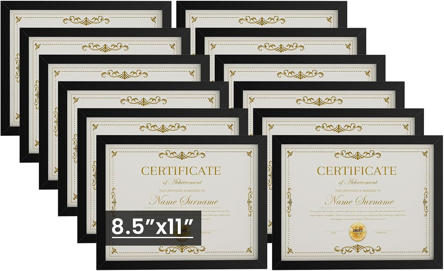 8.5x11 Picture Frame Set of 12 for Wall or Tabletop Display