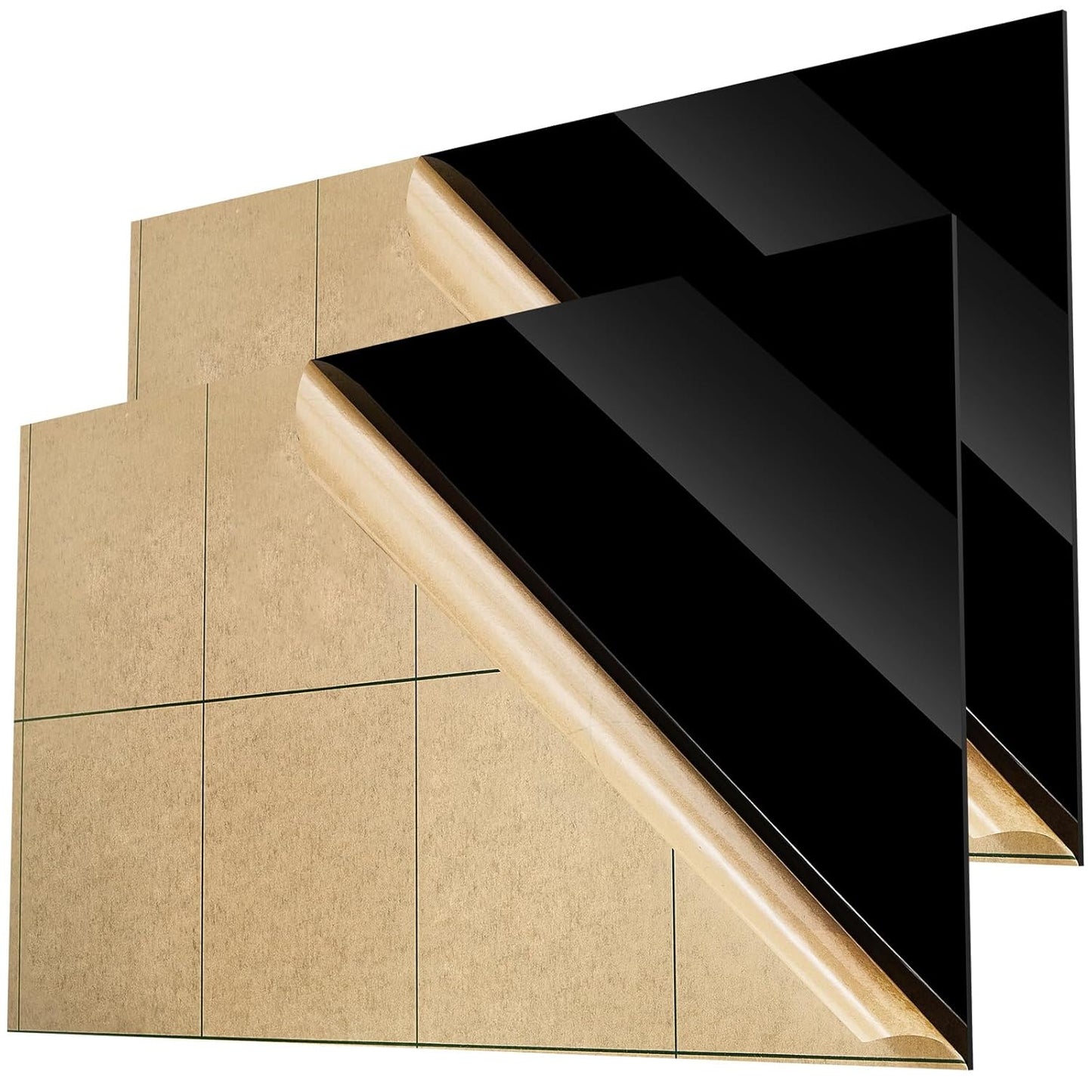 Black Acrylic Sheets for Crafting and DIY Projects - 2 Pcs