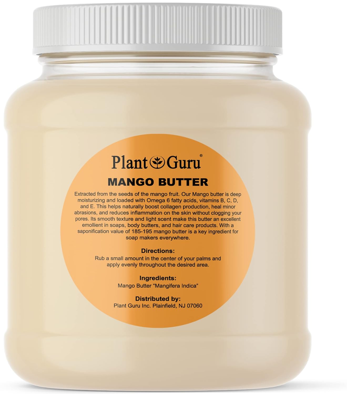 Raw Mango Butter 3 lbs Bulk Jar for Skin and Hair Care
