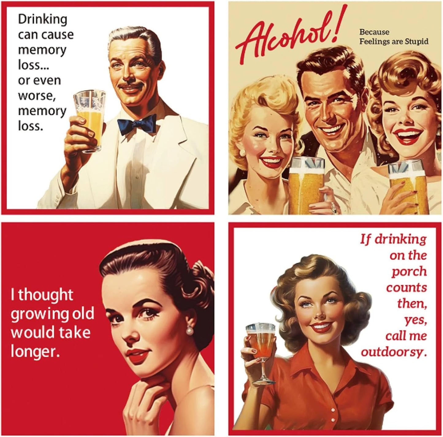 100 Funny Cocktail Napkins - Retro Holiday Decor for Adults - Watersay