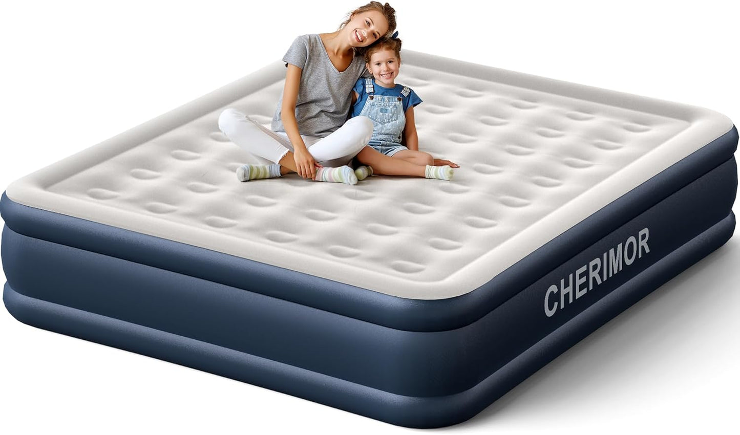 California King Size Air Mattress with Built-in Pump for Comfort