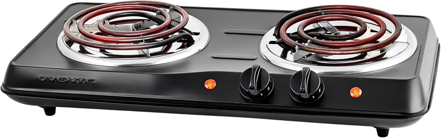 OVENTE Electric Countertop Double Burner for Effortless Cooking